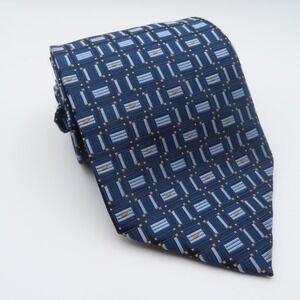 Tesoro Rosso Tie Silk Blue Yellow Check 4" Wide 58" Long Hand Made